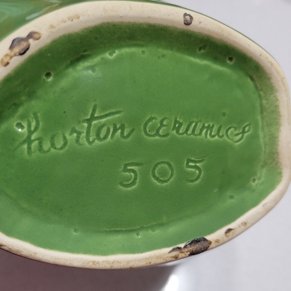 HORTON CERAMICS 505 TEXAS 1950s Vegetable Green ceramic pottery dish VTG - Picture 3 of 12